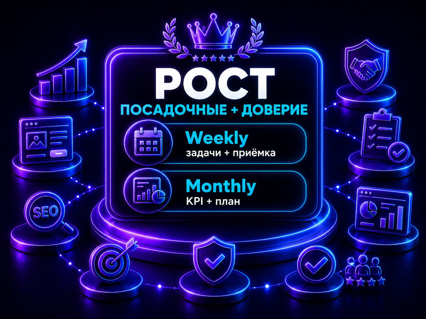 Иллюстрация тарифа «Рост: посадочные + доверие»