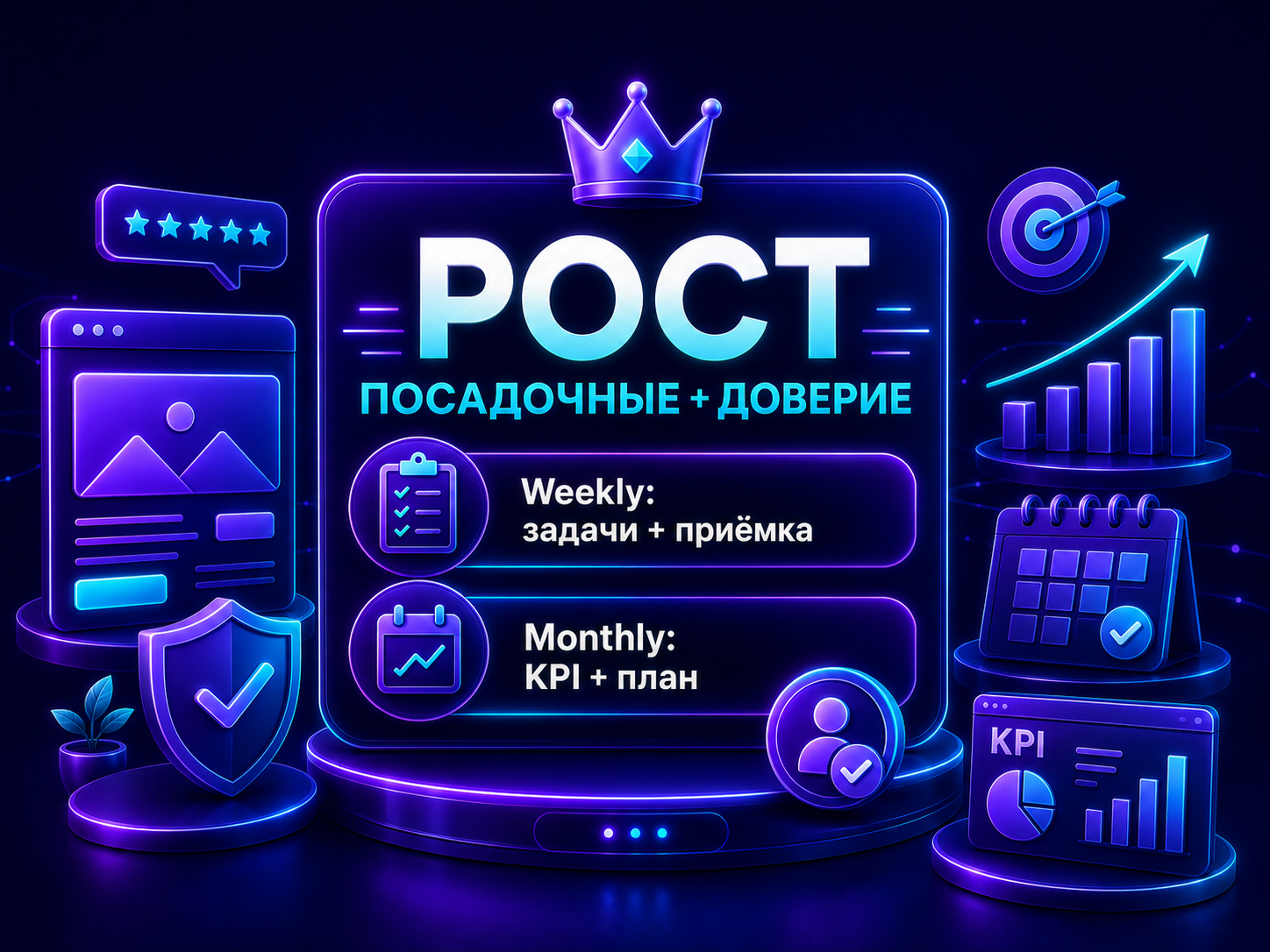 Иллюстрация тарифа «Рост: посадочные + доверие»